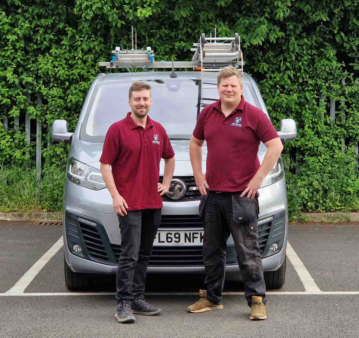 David & George in Front of Van